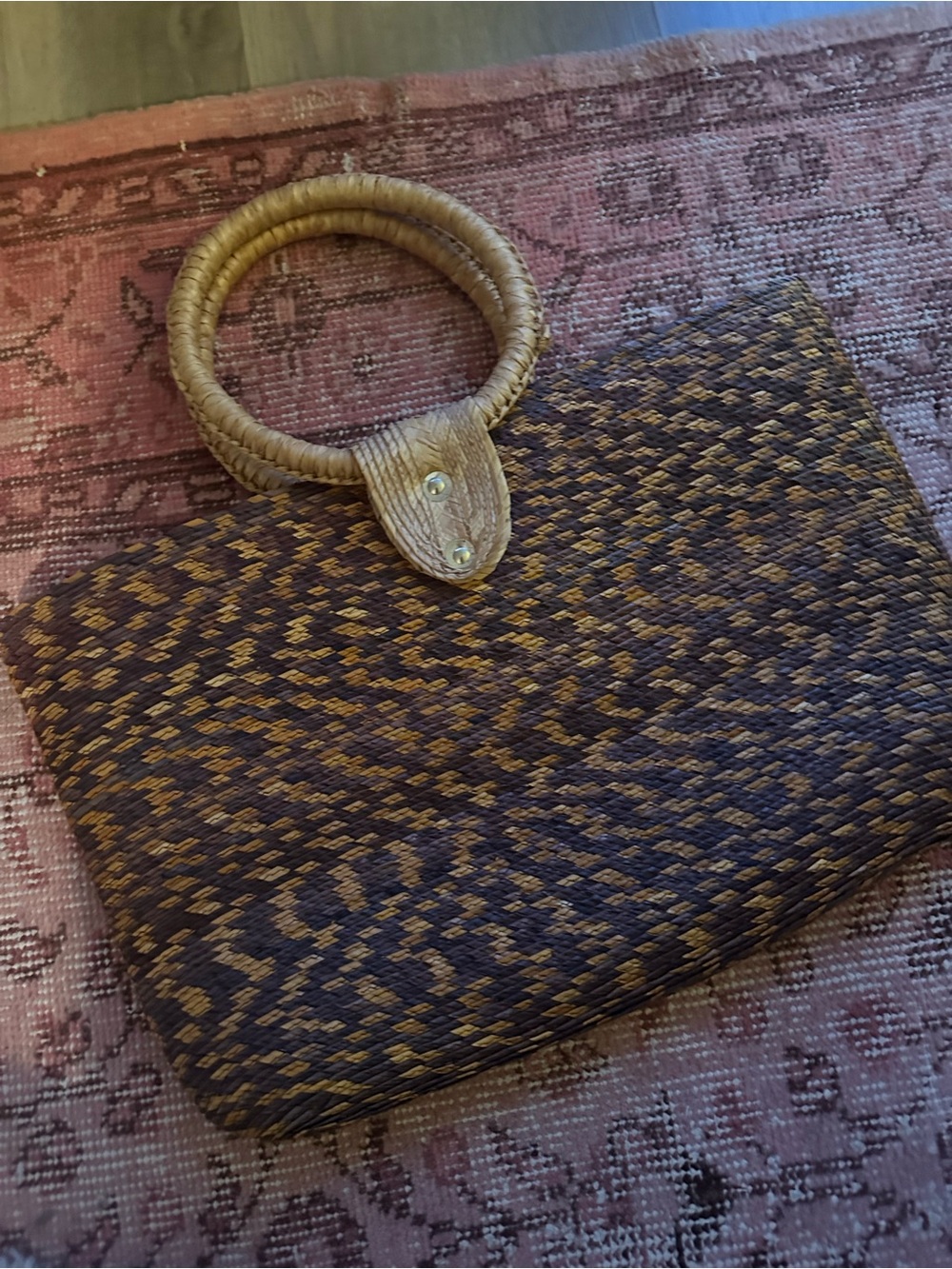 Woven Straw Handle Tote Bag from Kenya
